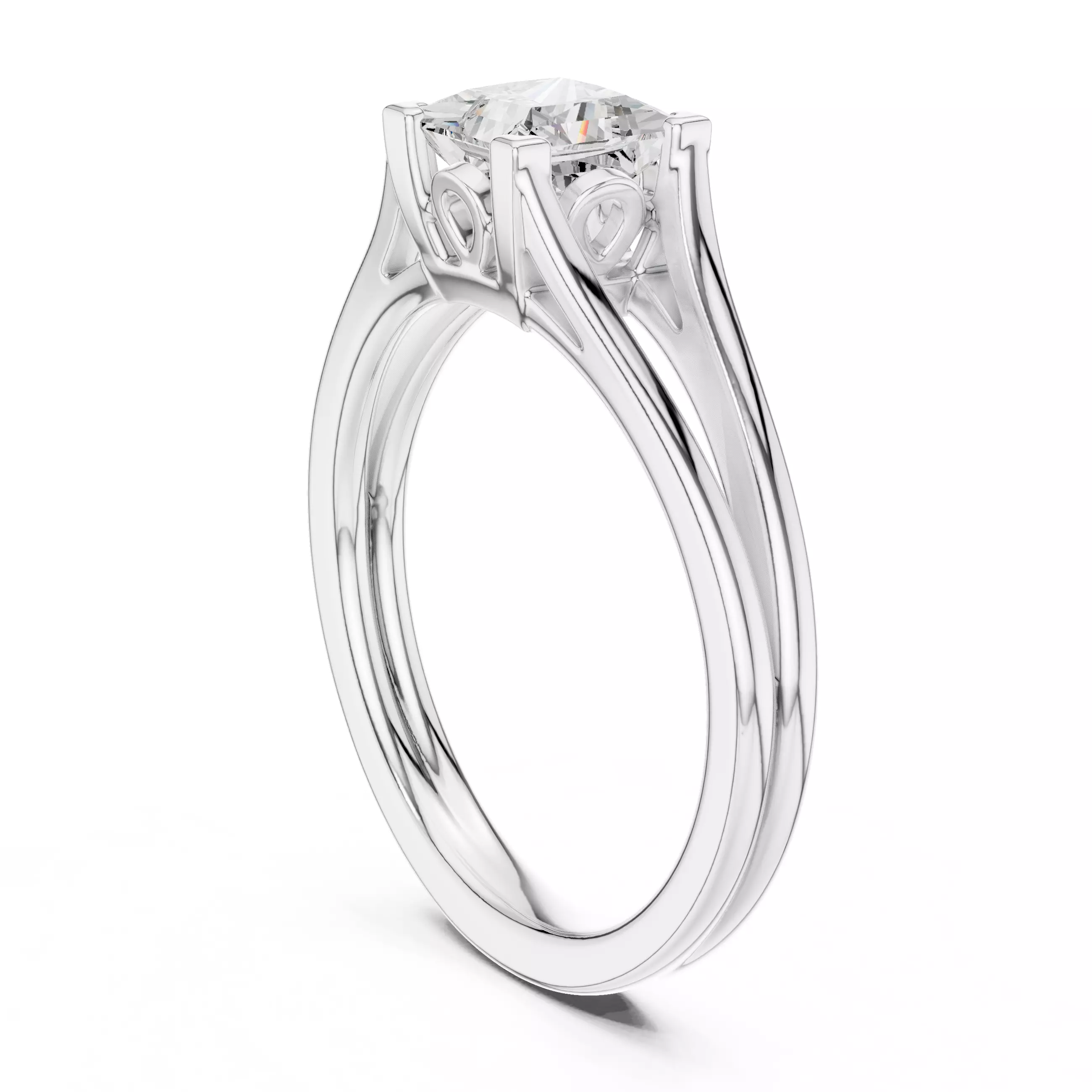 Solitaire Split Shank 5mm Princess Cut Ring 3DM STL Video 3D print model_9