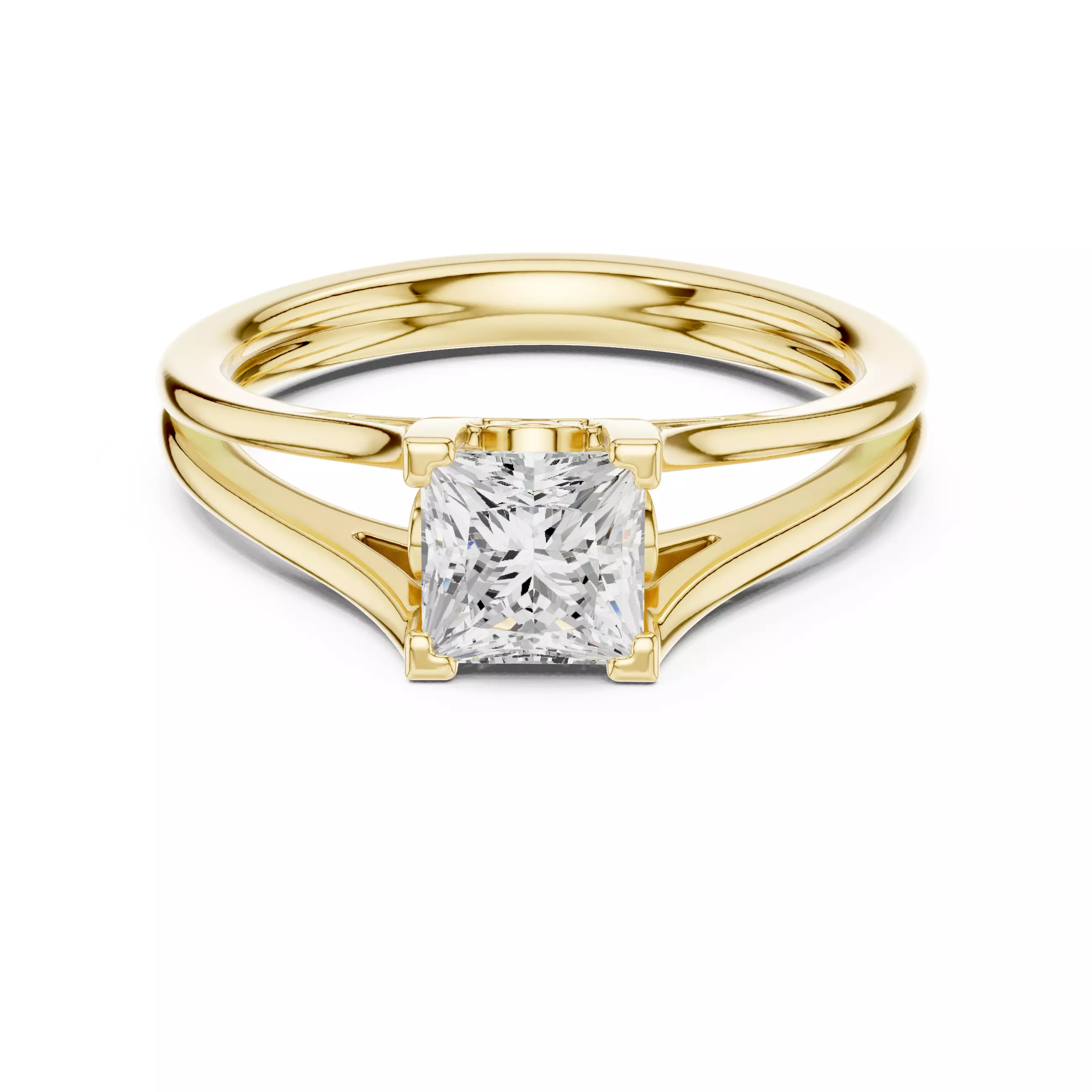 Solitaire Split Shank 5mm Princess Cut Ring 3DM STL Video 3D print model_1