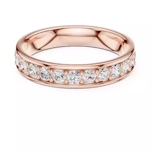 Round Cut Diamond Half Eternity Wedding Band 3DM STL Video