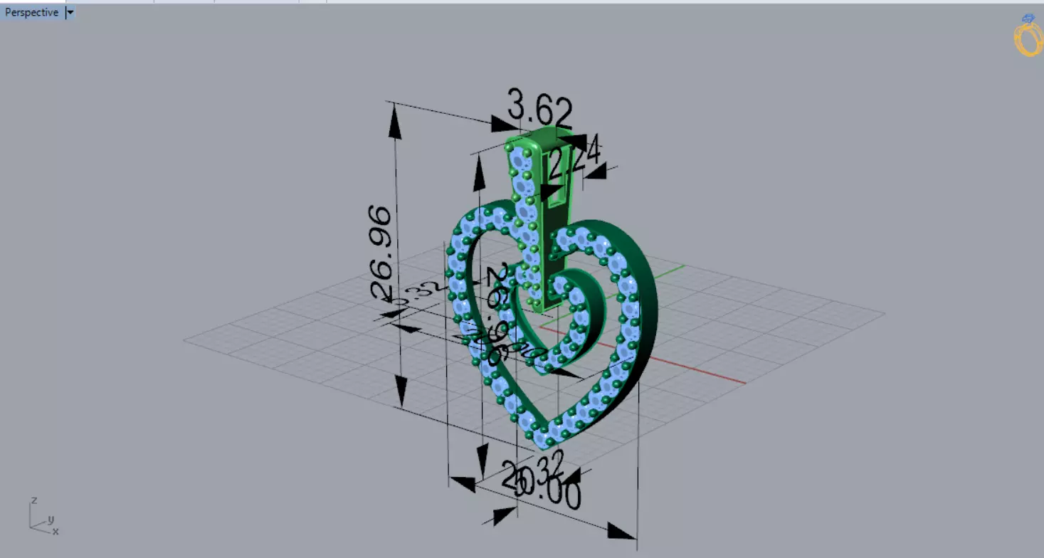 Rose Gold stl 3dm Pendant Sparkling Diamonds Heart Design jp0310 3D print model_11