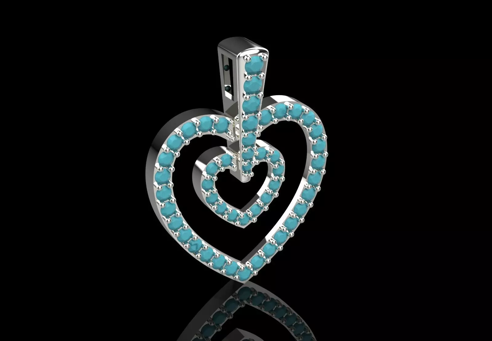 Rose Gold stl 3dm Pendant Sparkling Diamonds Heart Design jp0310 3D print model_16