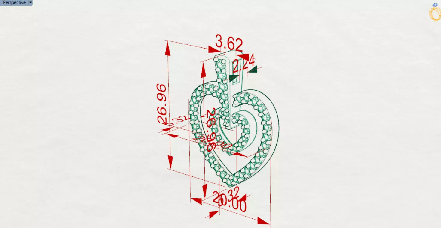 Rose Gold stl 3dm Pendant Sparkling Diamonds Heart Design jp0310 3D print model_23