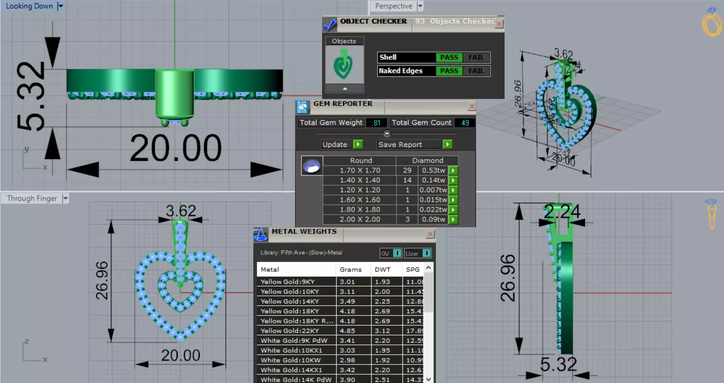 Rose Gold stl 3dm Pendant Sparkling Diamonds Heart Design jp0310 3D print model_0
