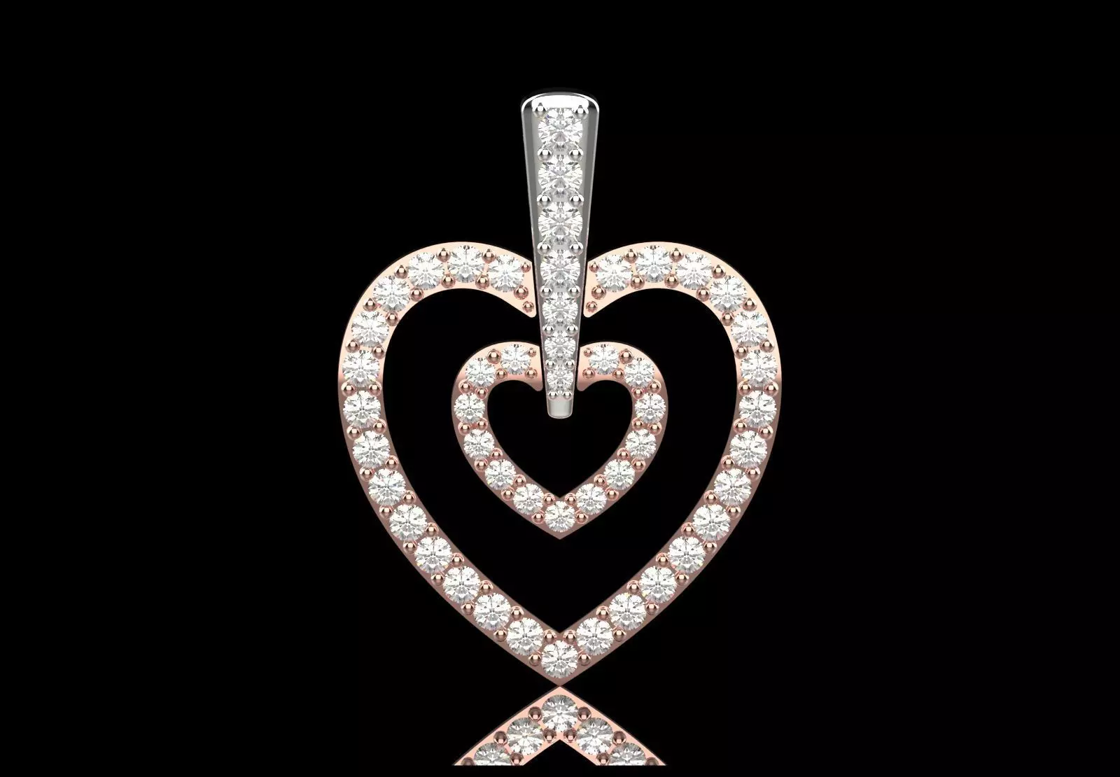 Rose Gold stl 3dm Pendant Sparkling Diamonds Heart Design jp0310 3D print model_1
