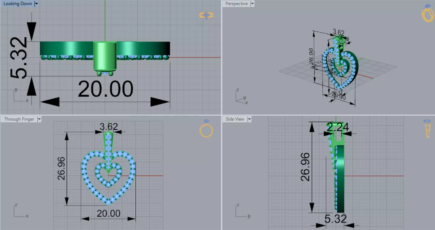 Rose Gold stl 3dm Pendant Sparkling Diamonds Heart Design jp0310 3D print model_8