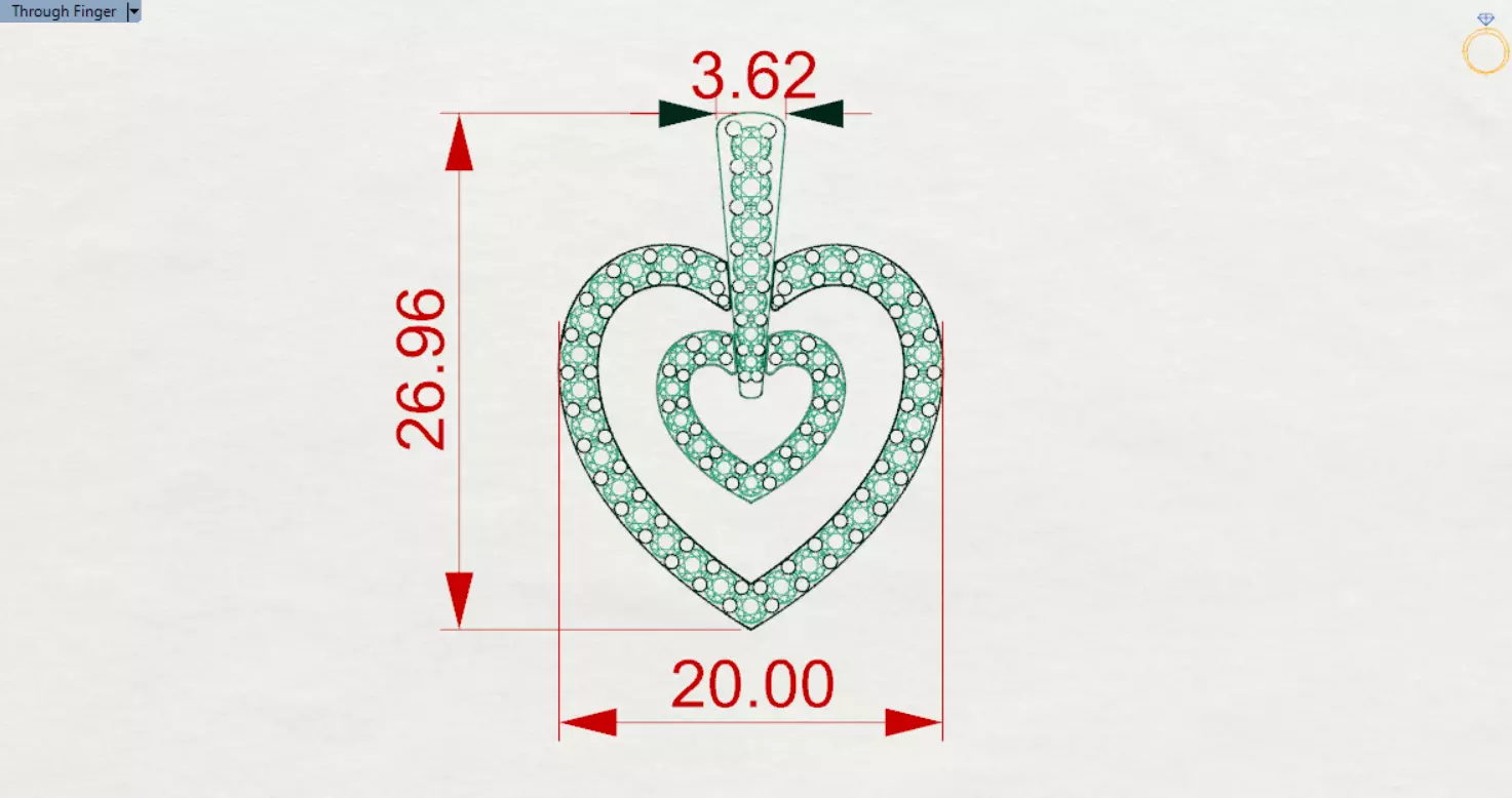 Rose Gold stl 3dm Pendant Sparkling Diamonds Heart Design jp0310 3D print model_25