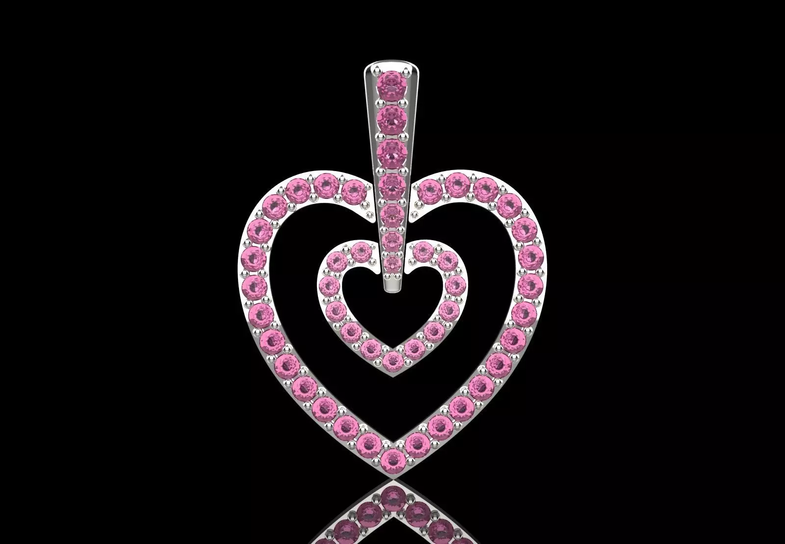 Rose Gold stl 3dm Pendant Sparkling Diamonds Heart Design jp0310 3D print model_17