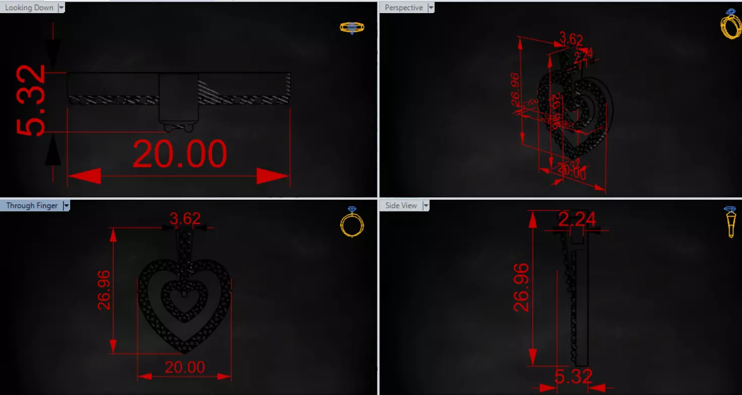 Rose Gold stl 3dm Pendant Sparkling Diamonds Heart Design jp0310 3D print model_21