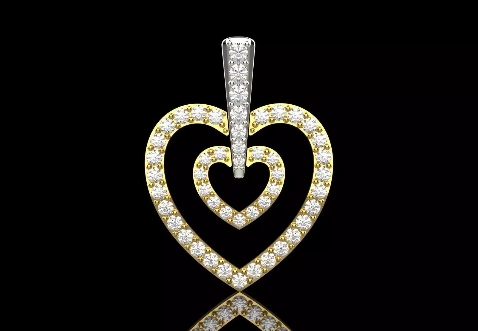 Rose Gold stl 3dm Pendant Sparkling Diamonds Heart Design jp0310 3D print model_15