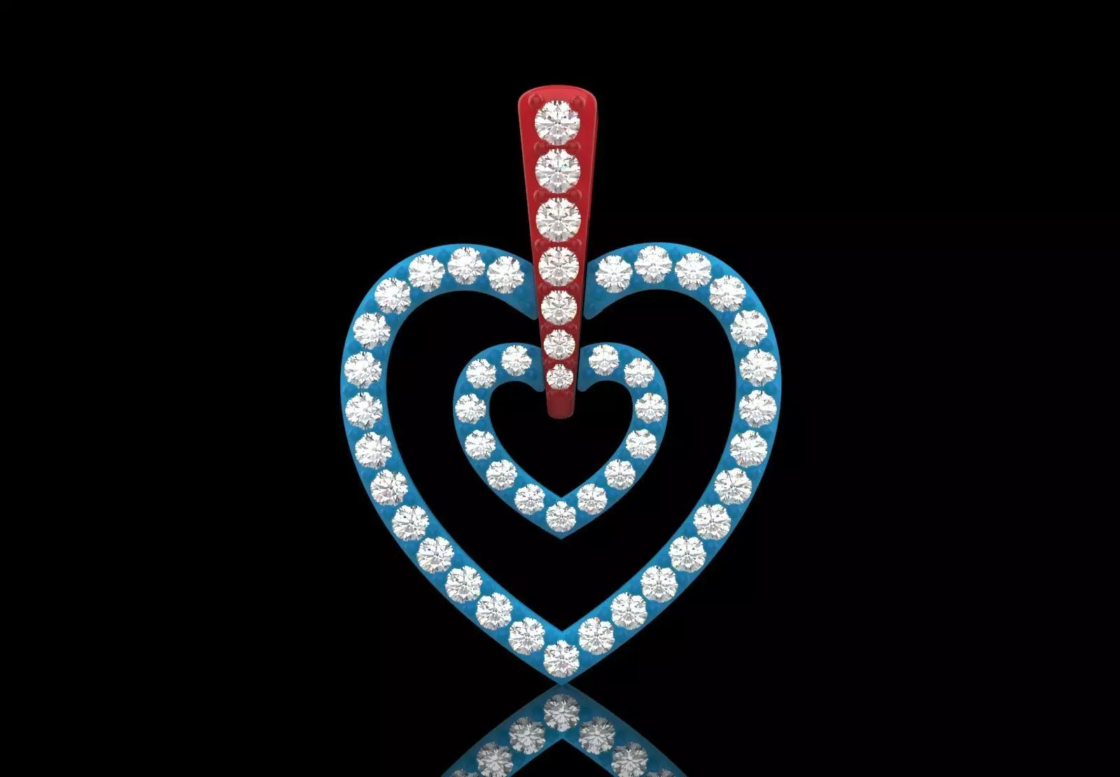 Rose Gold stl 3dm Pendant Sparkling Diamonds Heart Design jp0310 3D print model_27