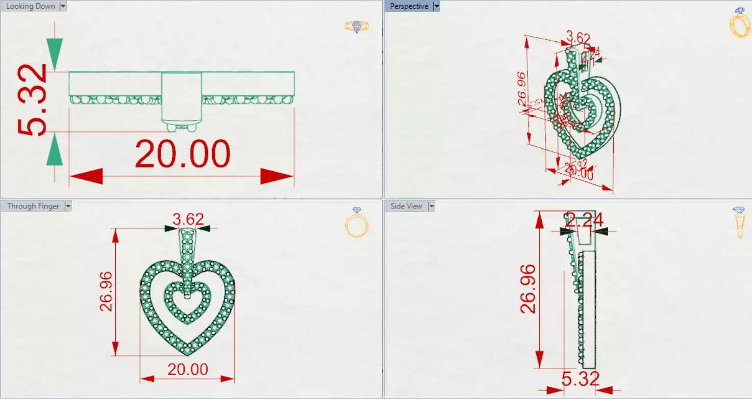 Rose Gold stl 3dm Pendant Sparkling Diamonds Heart Design jp0310 3D print model_22