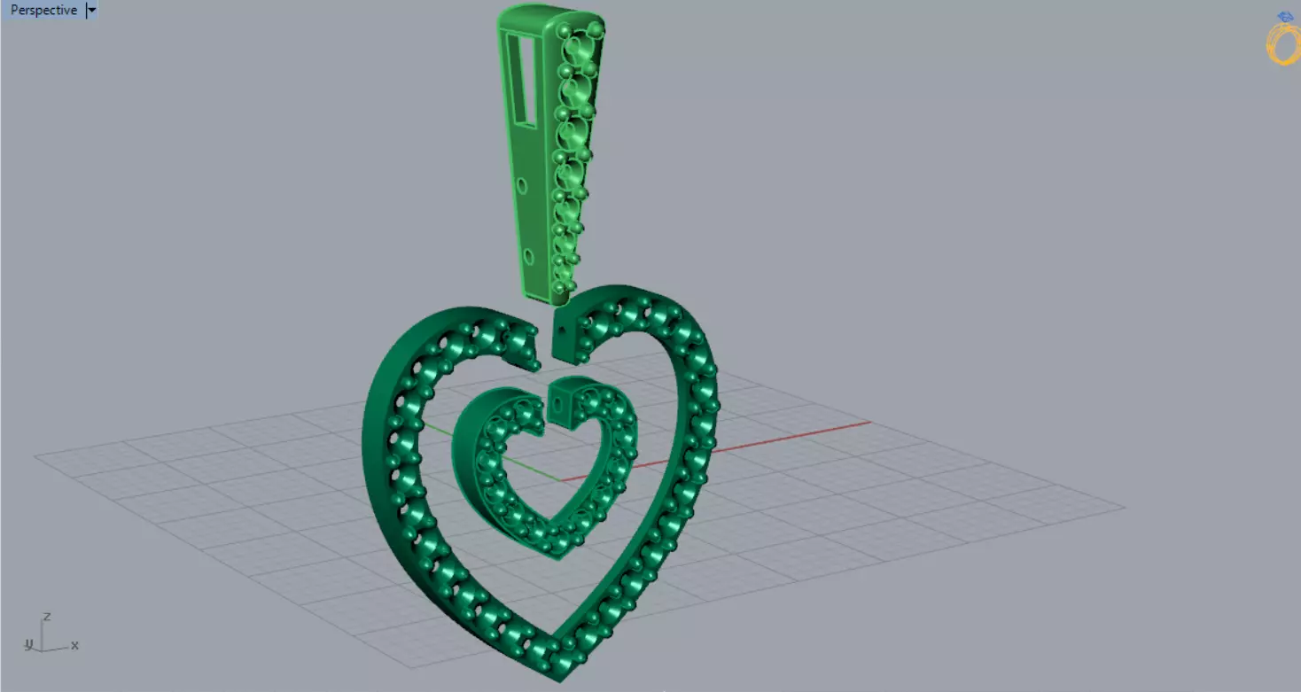 Rose Gold stl 3dm Pendant Sparkling Diamonds Heart Design jp0310 3D print model_6