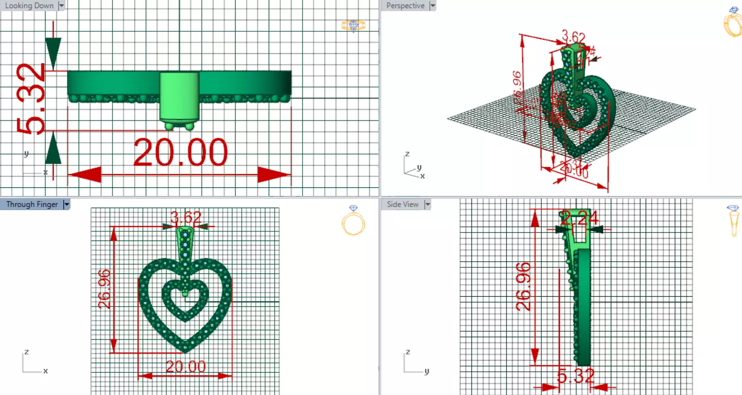 Rose Gold stl 3dm Pendant Sparkling Diamonds Heart Design jp0310 3D print model_20
