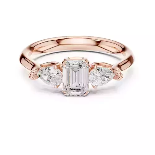 Three Stone Emerald and Pear Cut Wedding Ring 3DM STL Video