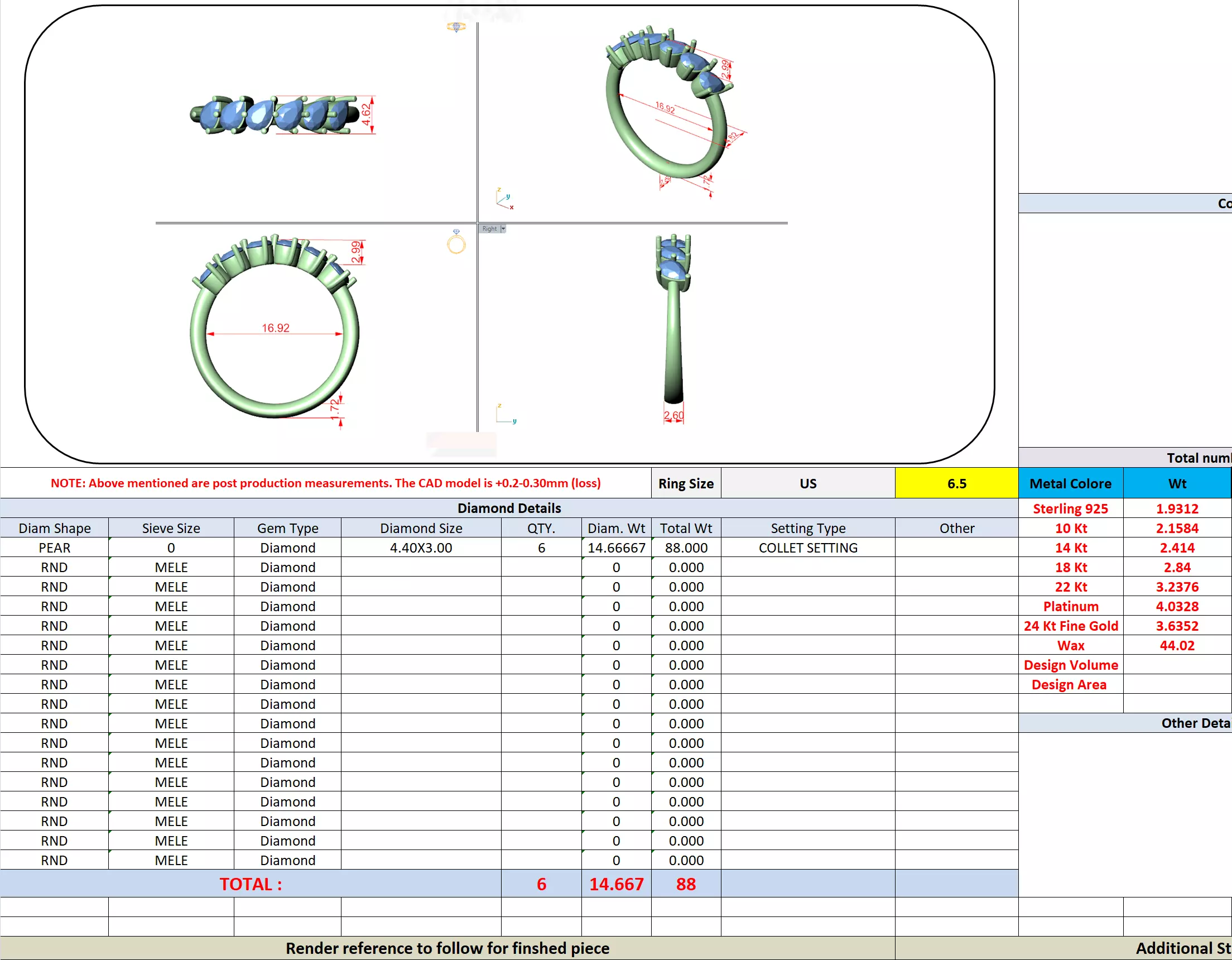 Cross Set Pear Cut Diamond Stacking Wedding Band 3DM STL Video 3D print model_13
