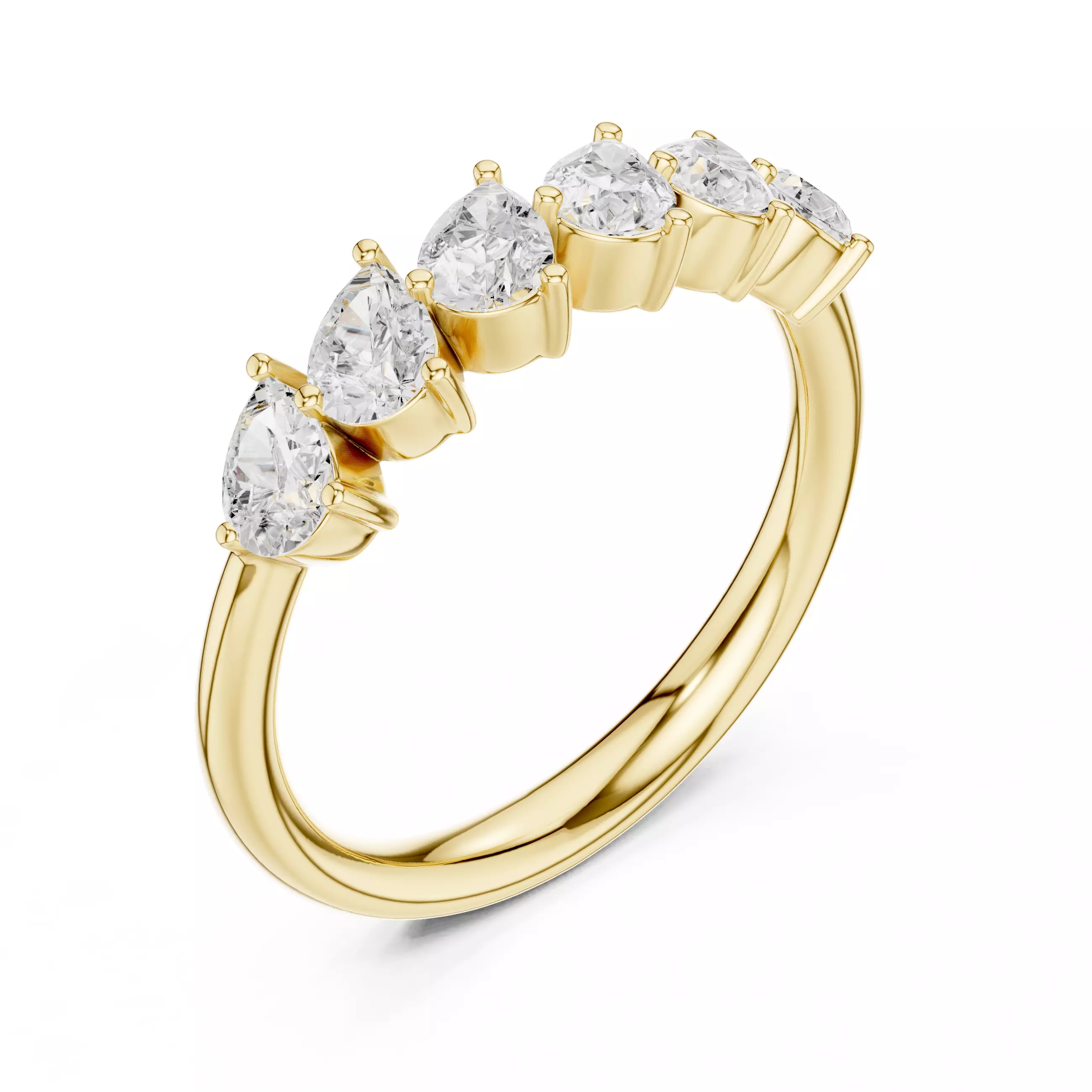 Cross Set Pear Cut Diamond Stacking Wedding Band 3DM STL Video 3D print model_7