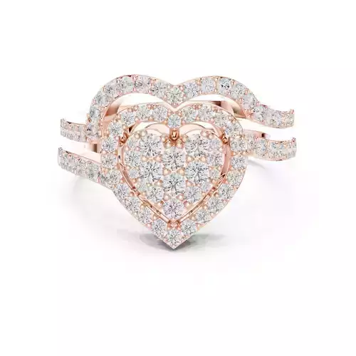 Heart Shape Round Cut Cluster Wedding Ring Set 3DM STL Video 3D print model Heart Shape Round Cut Cluster Wedding Ring Set 3DM STL Video 3D print model