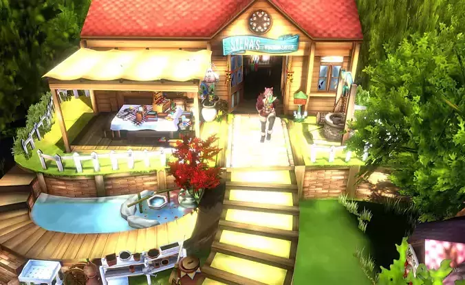 Happy Walk Chubby Girl Beautiful Fantasy House Animated