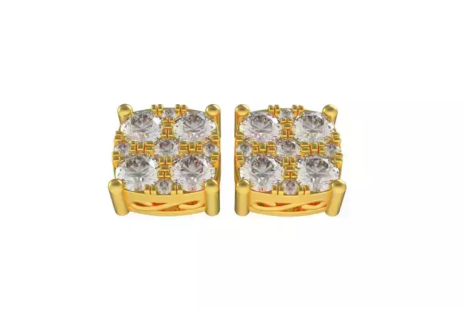 00021 Cushion Shape Stud Earring