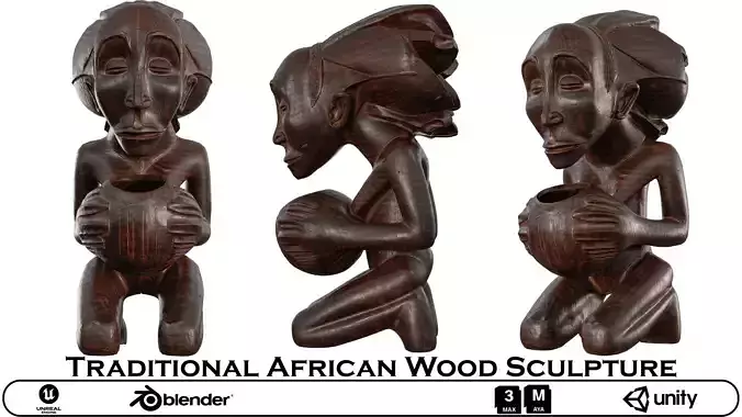 Traditional African Wood Sculpture - Carved Tribal Figure