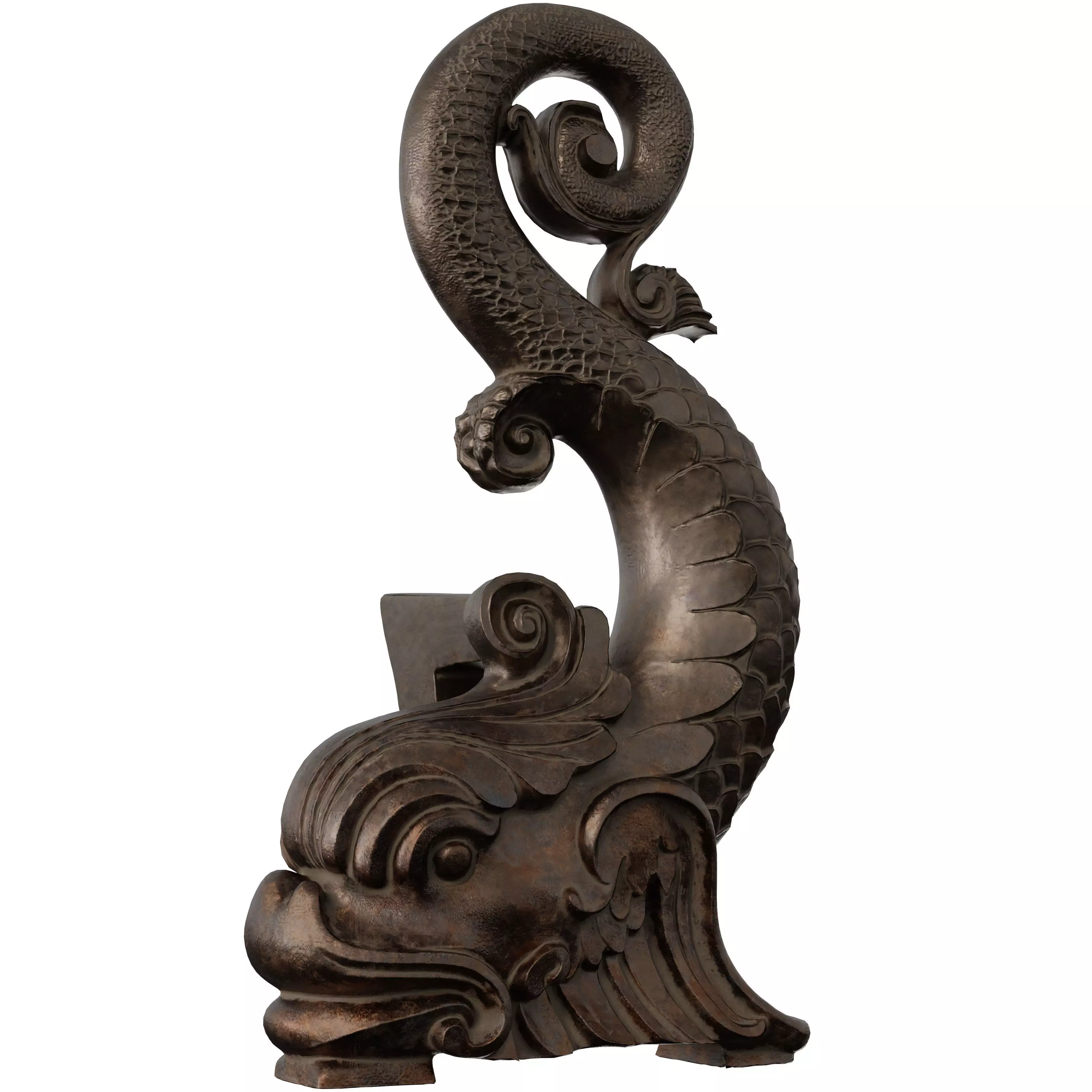Antique Asian Dragon Ornament - Mythical Architectural Decor Low-poly 3D model_3
