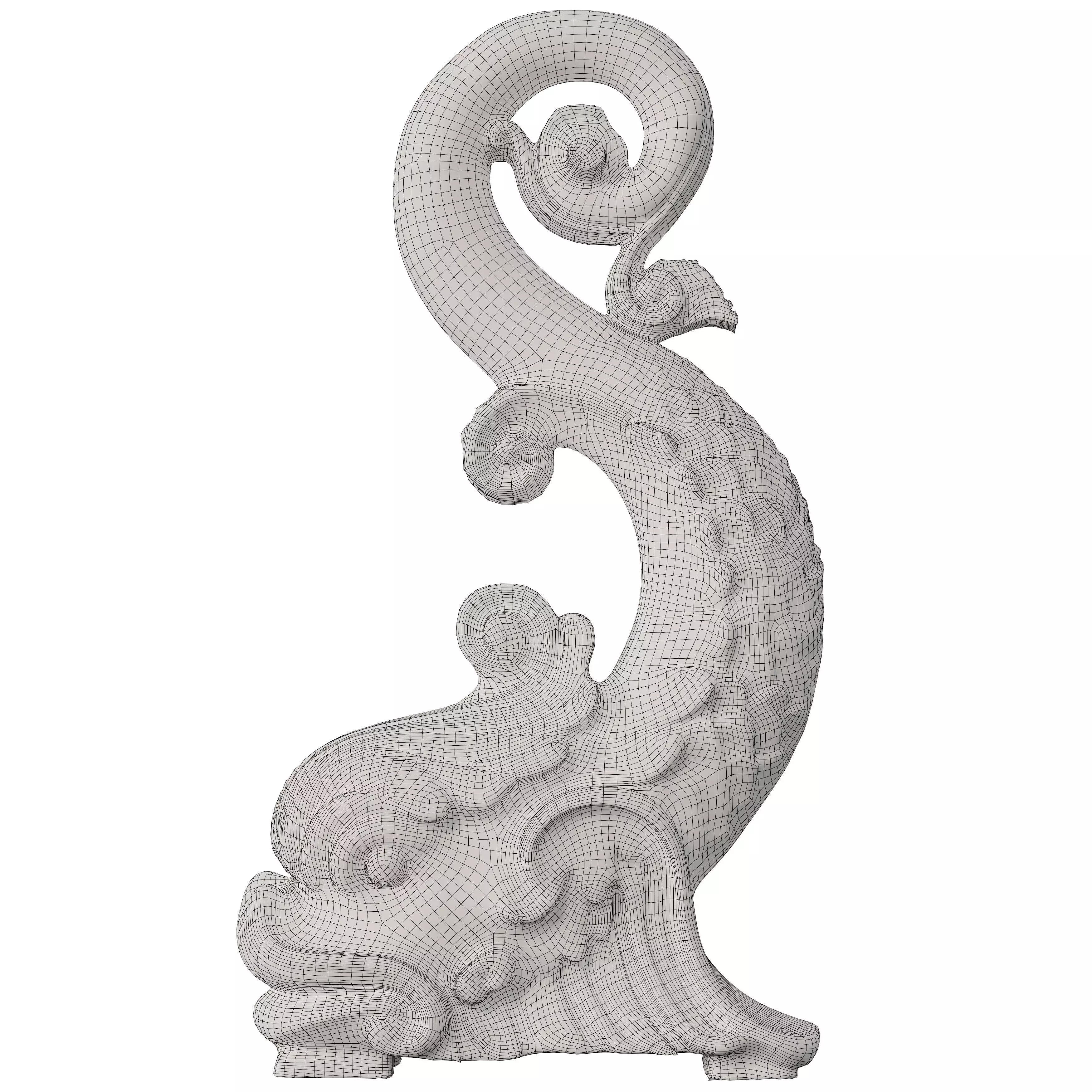 Antique Asian Dragon Ornament - Mythical Architectural Decor Low-poly 3D model_6
