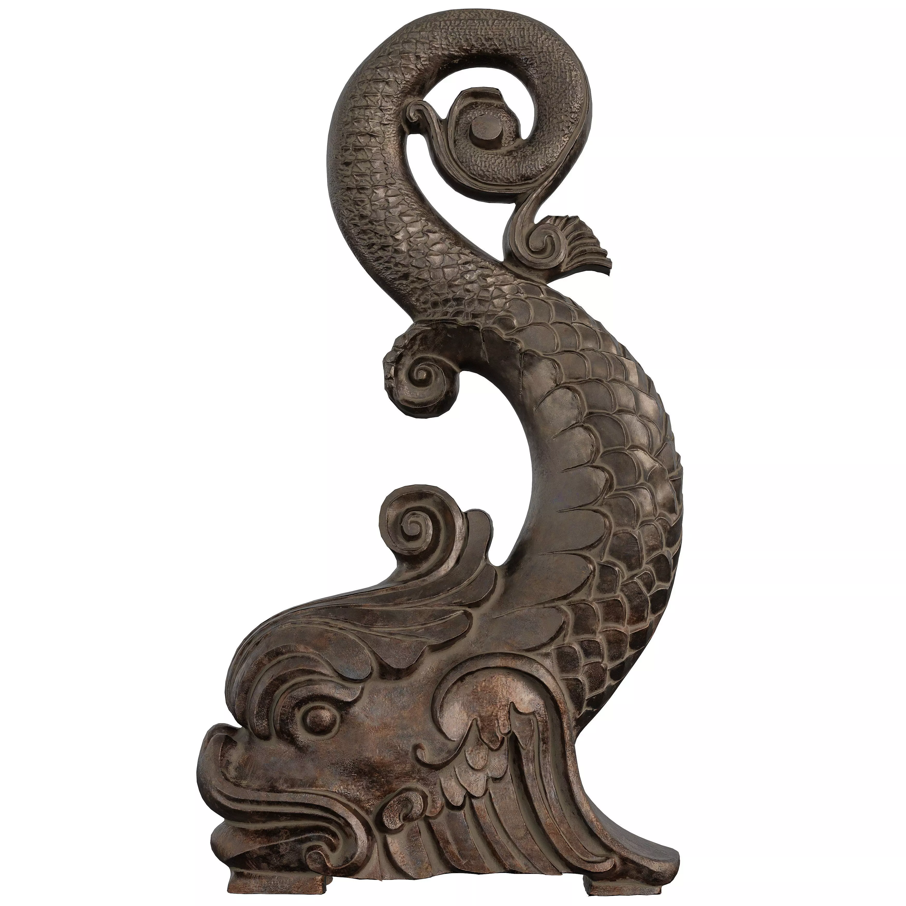 Antique Asian Dragon Ornament - Mythical Architectural Decor Low-poly 3D model_5