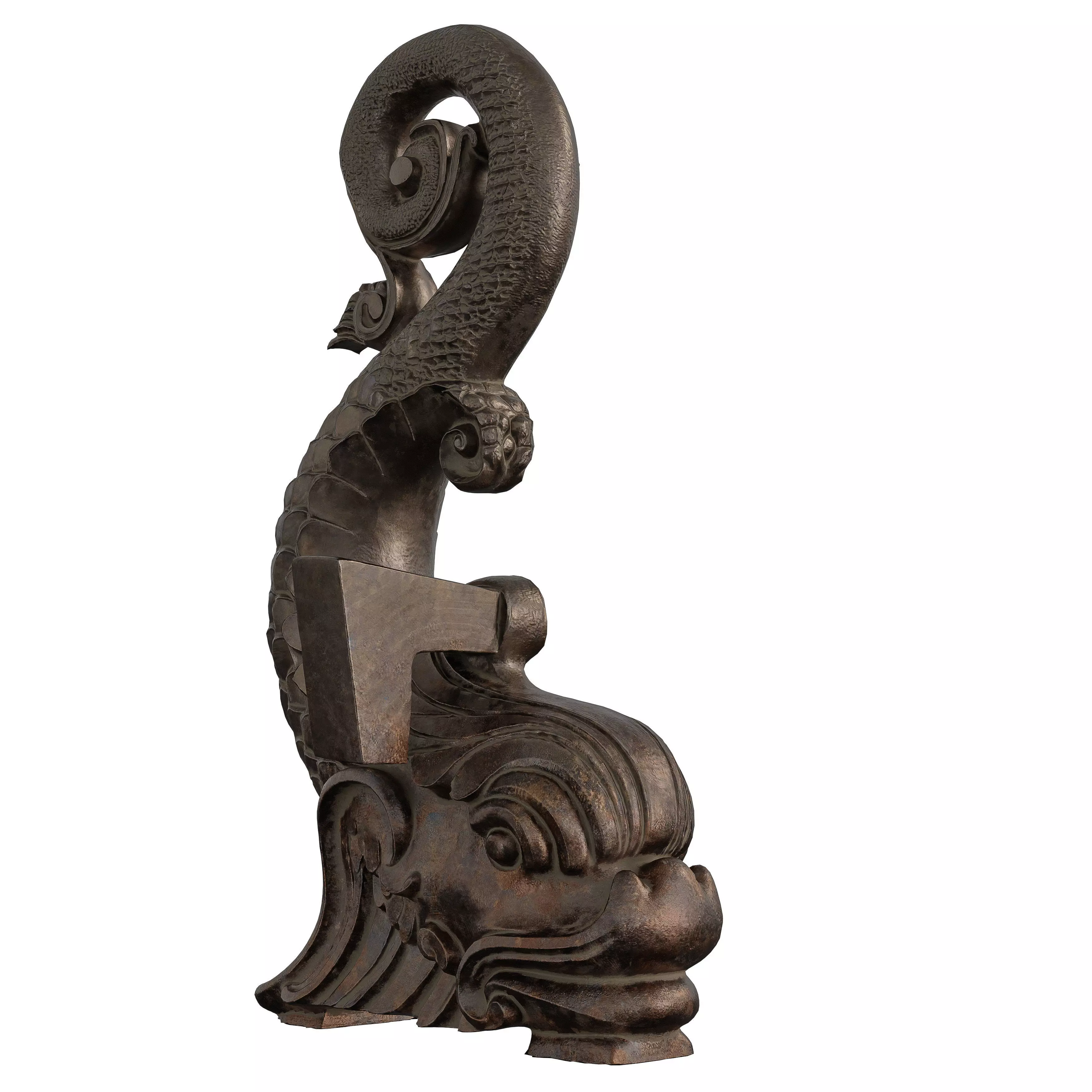 Antique Asian Dragon Ornament - Mythical Architectural Decor Low-poly 3D model_2