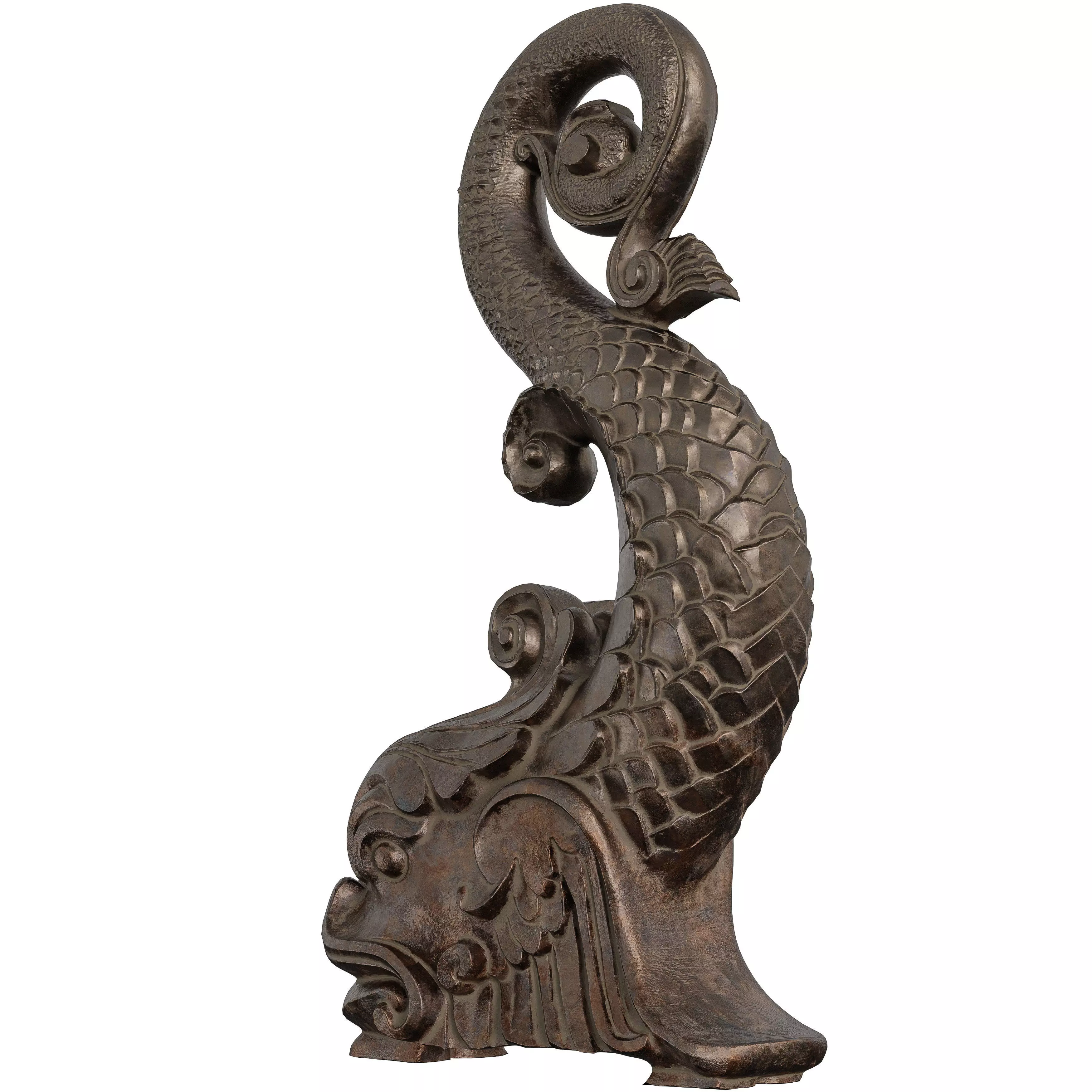 Antique Asian Dragon Ornament - Mythical Architectural Decor Low-poly 3D model_4