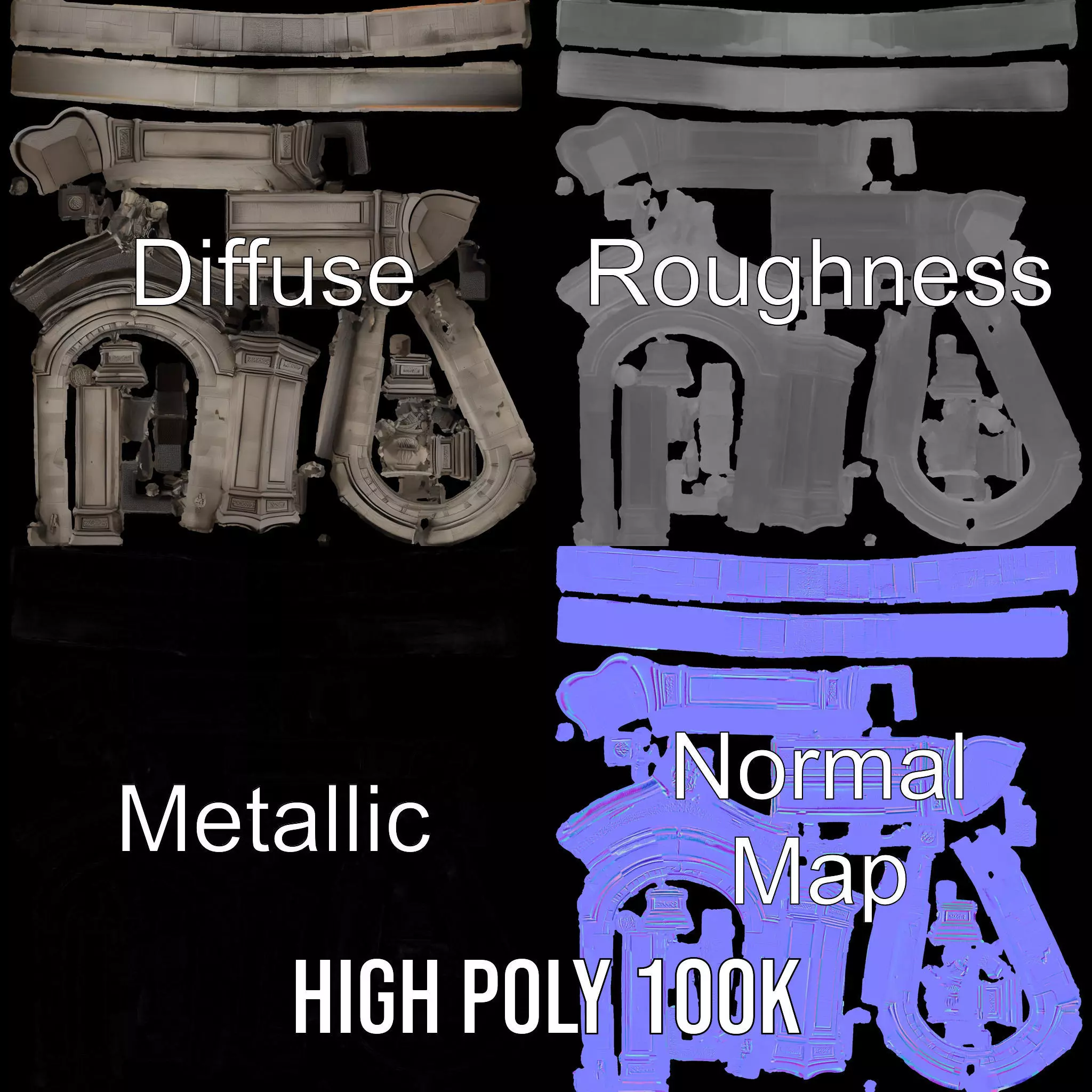 Classic Stone Arch model pack Low-poly 3D model_4