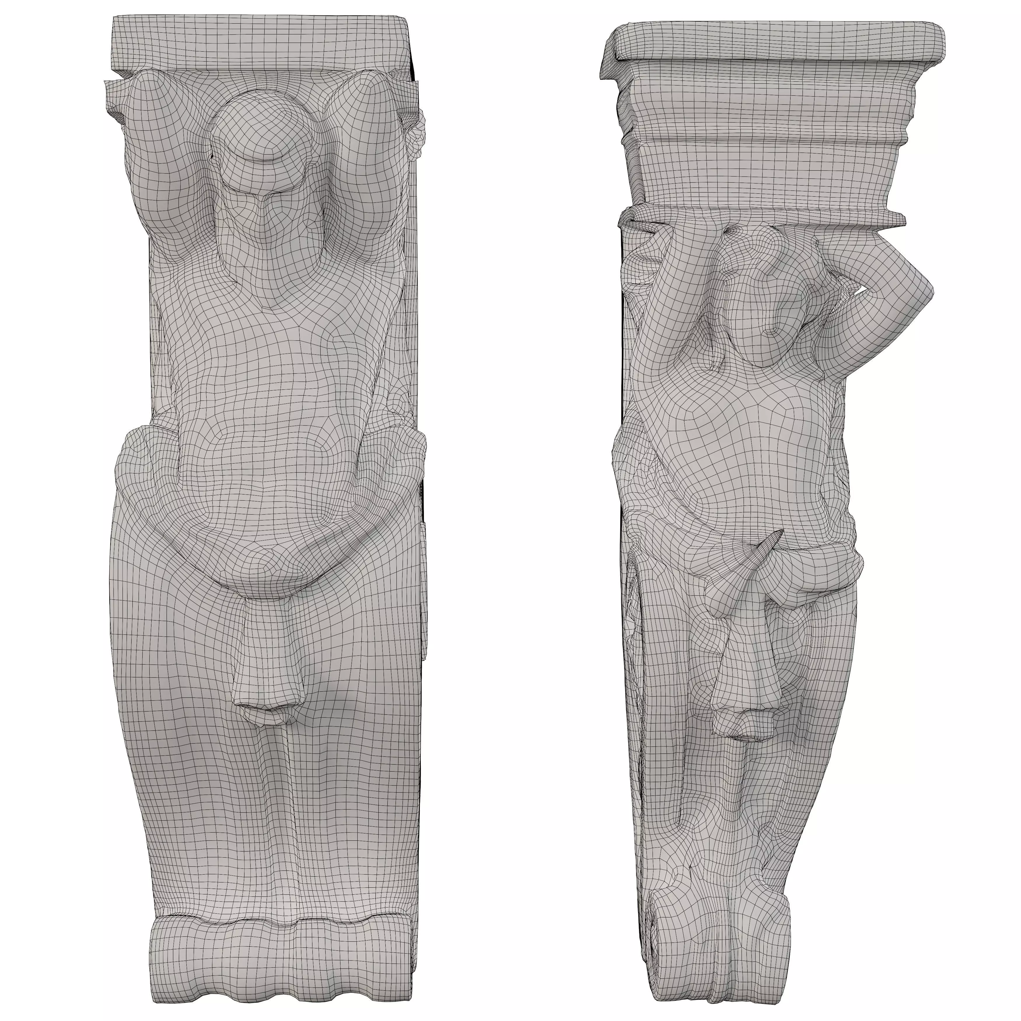 Classical Marble Corbel - Atlas Figure Architectural Set 3D model_7