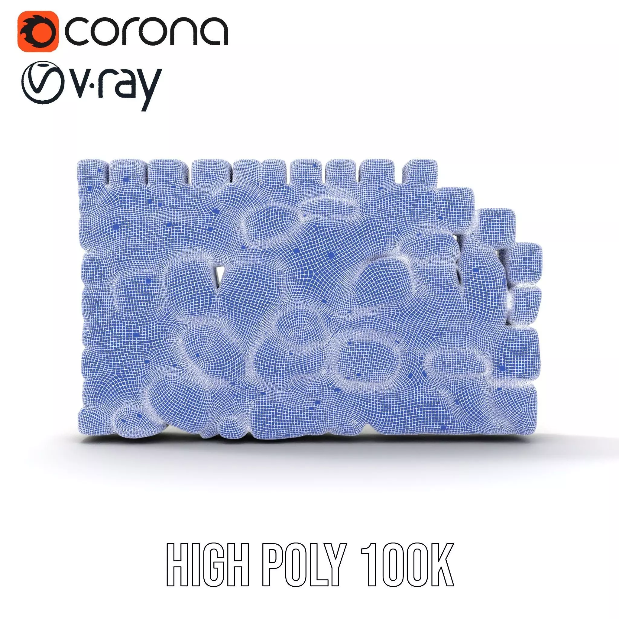 Mossy Stone Wall model pack Low-poly 3D model_33