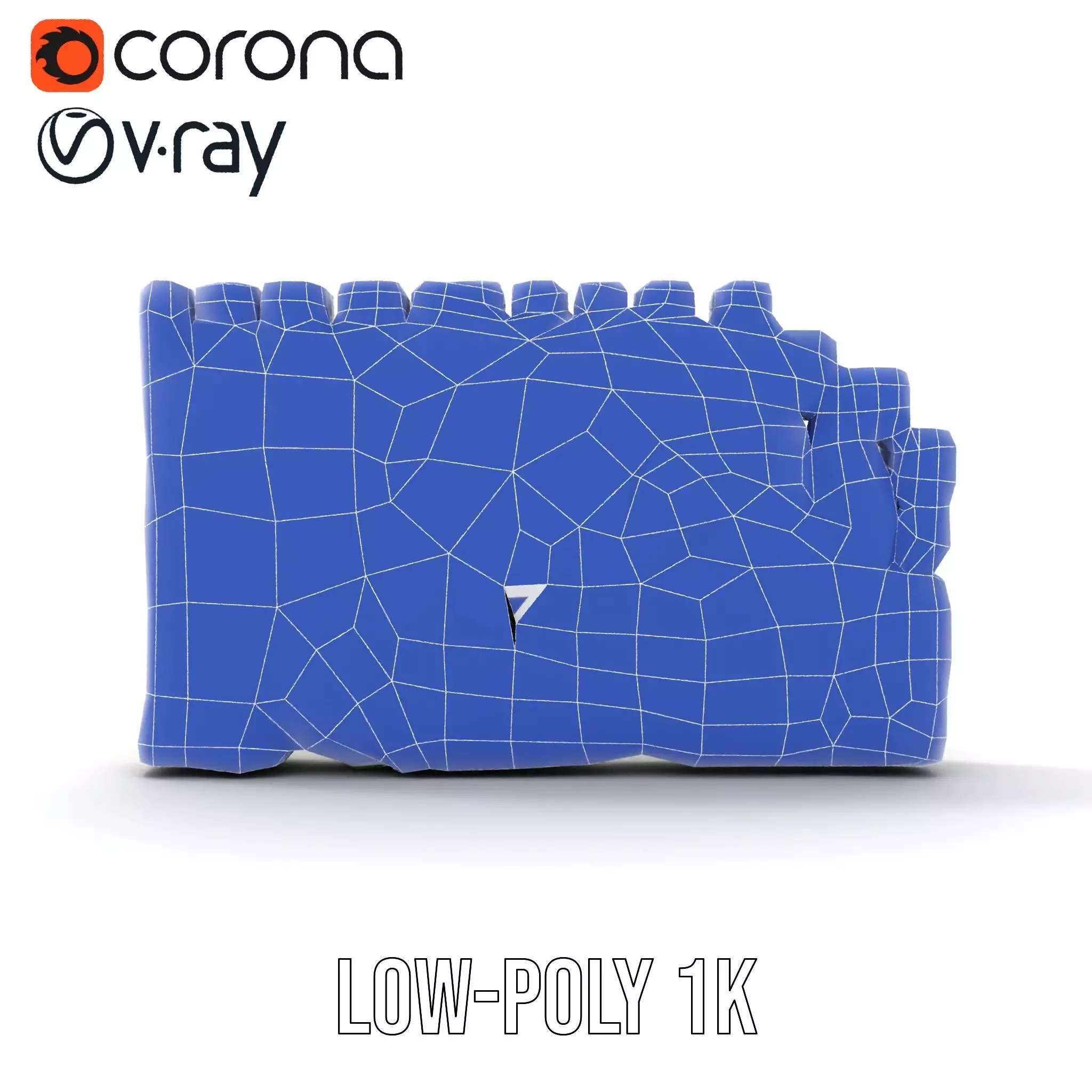 Mossy Stone Wall model pack Low-poly 3D model_31