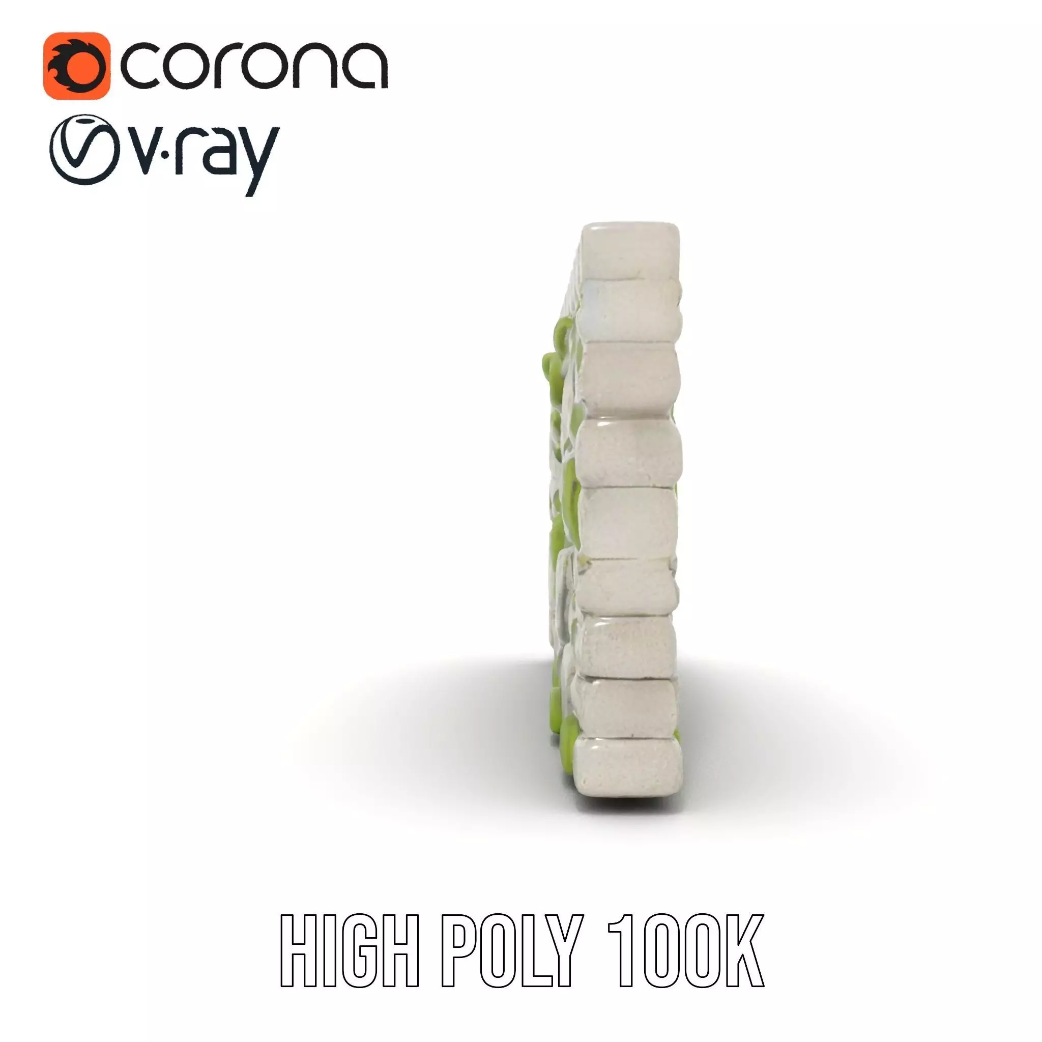 Mossy Stone Wall model pack Low-poly 3D model_18