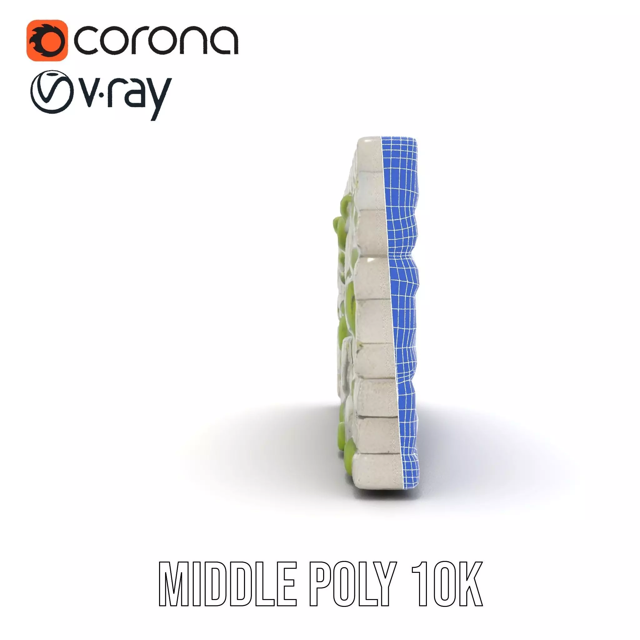 Mossy Stone Wall model pack Low-poly 3D model_27