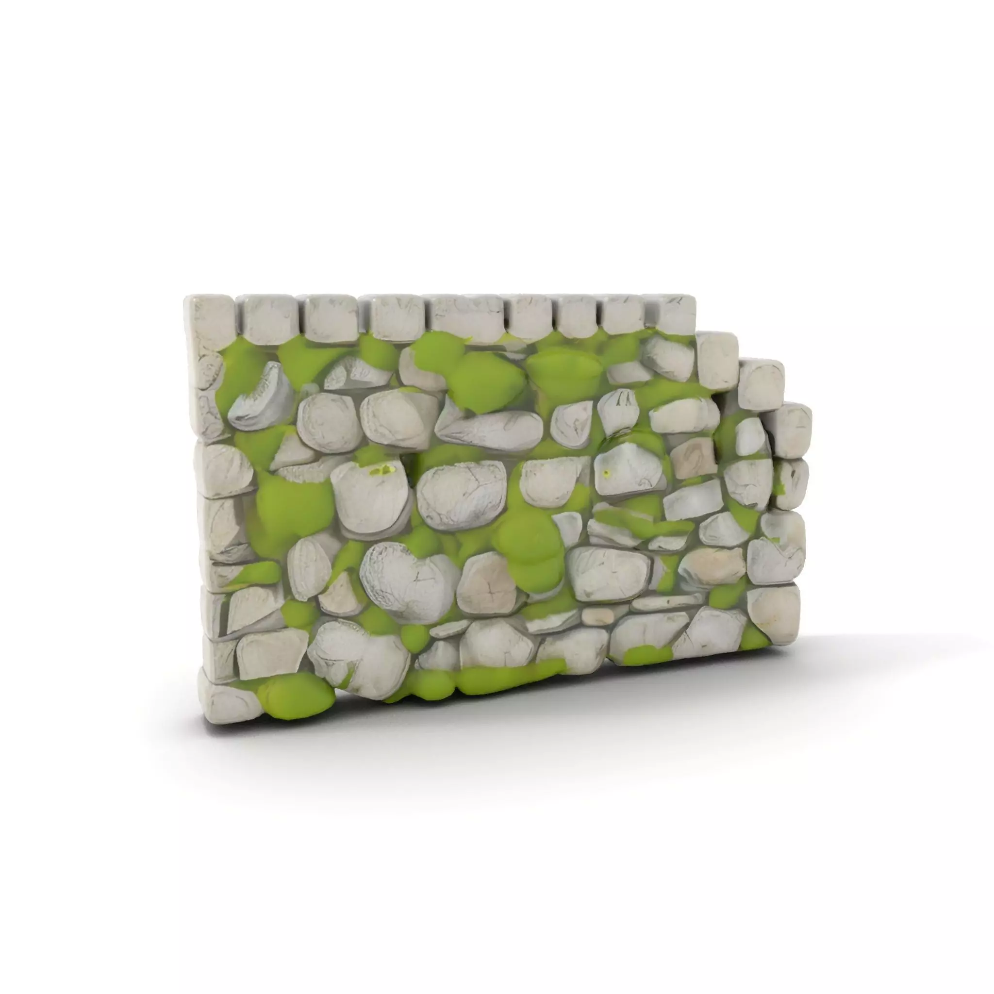 Mossy Stone Wall model pack Low-poly 3D model_7
