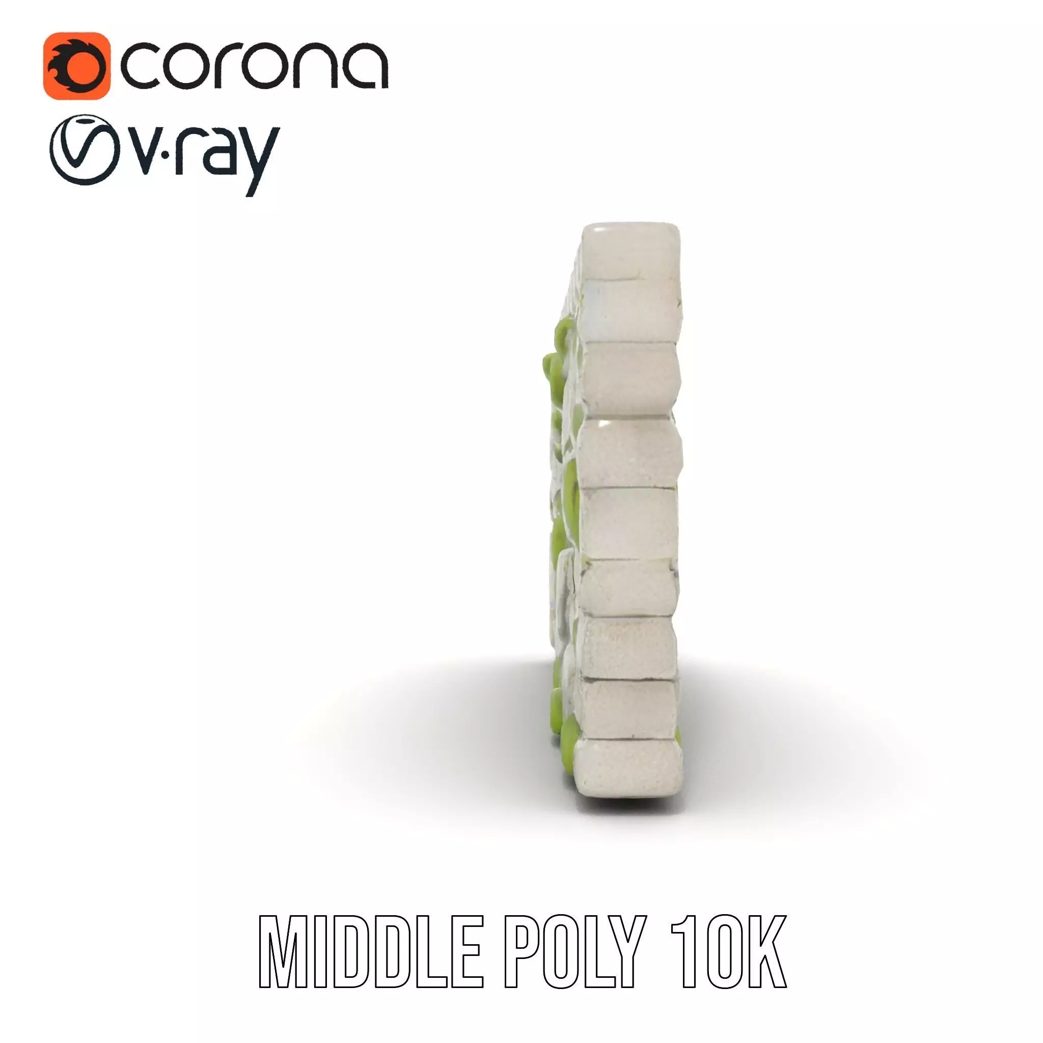 Mossy Stone Wall model pack Low-poly 3D model_12