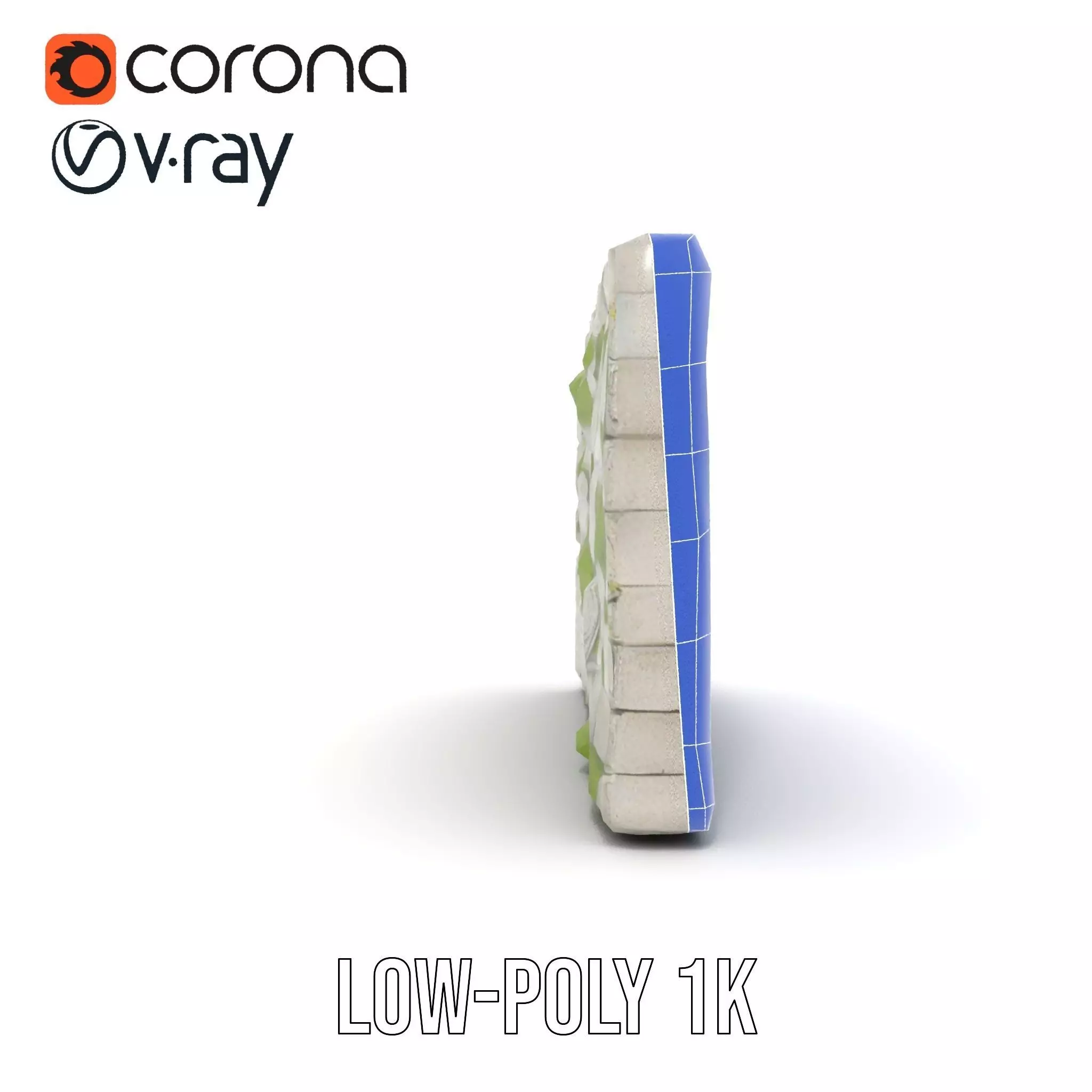 Mossy Stone Wall model pack Low-poly 3D model_26