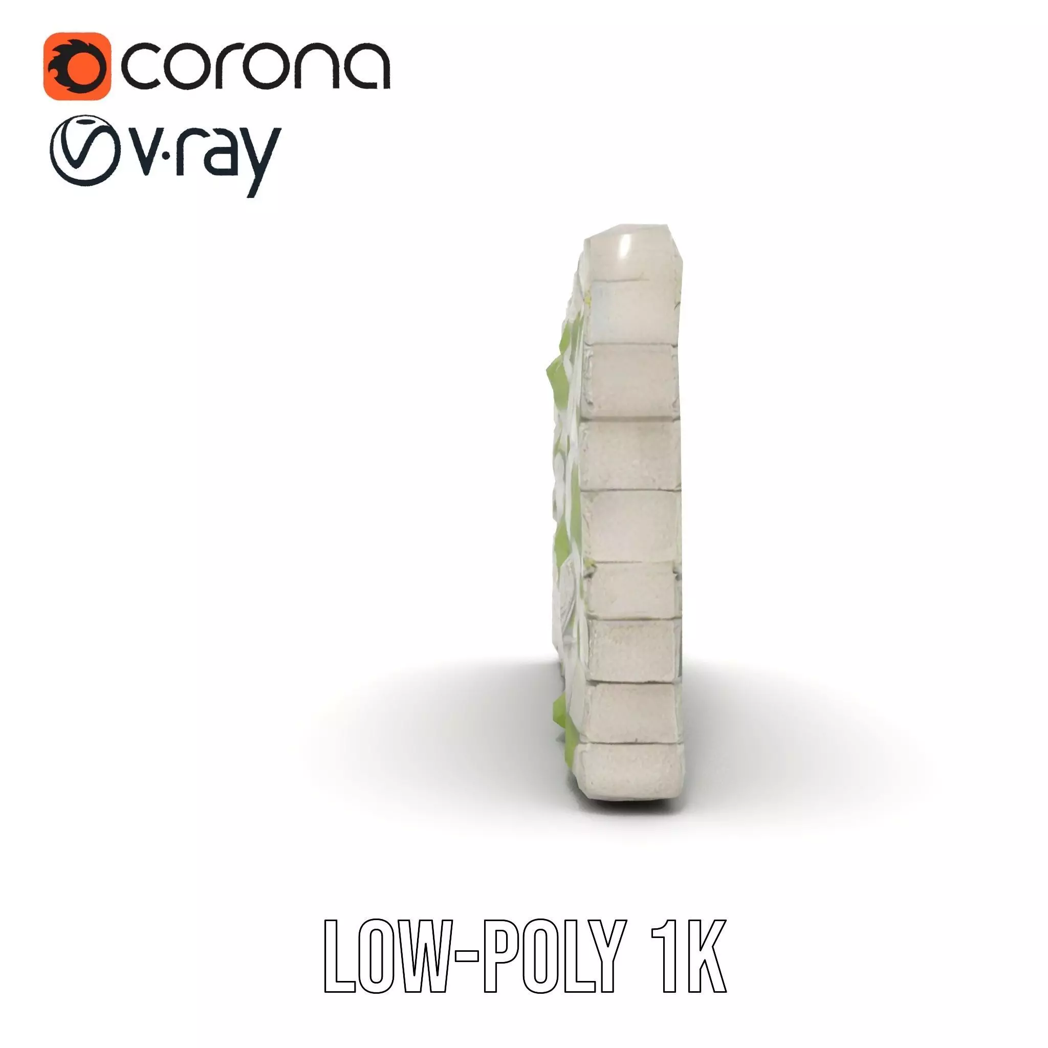 Mossy Stone Wall model pack Low-poly 3D model_20