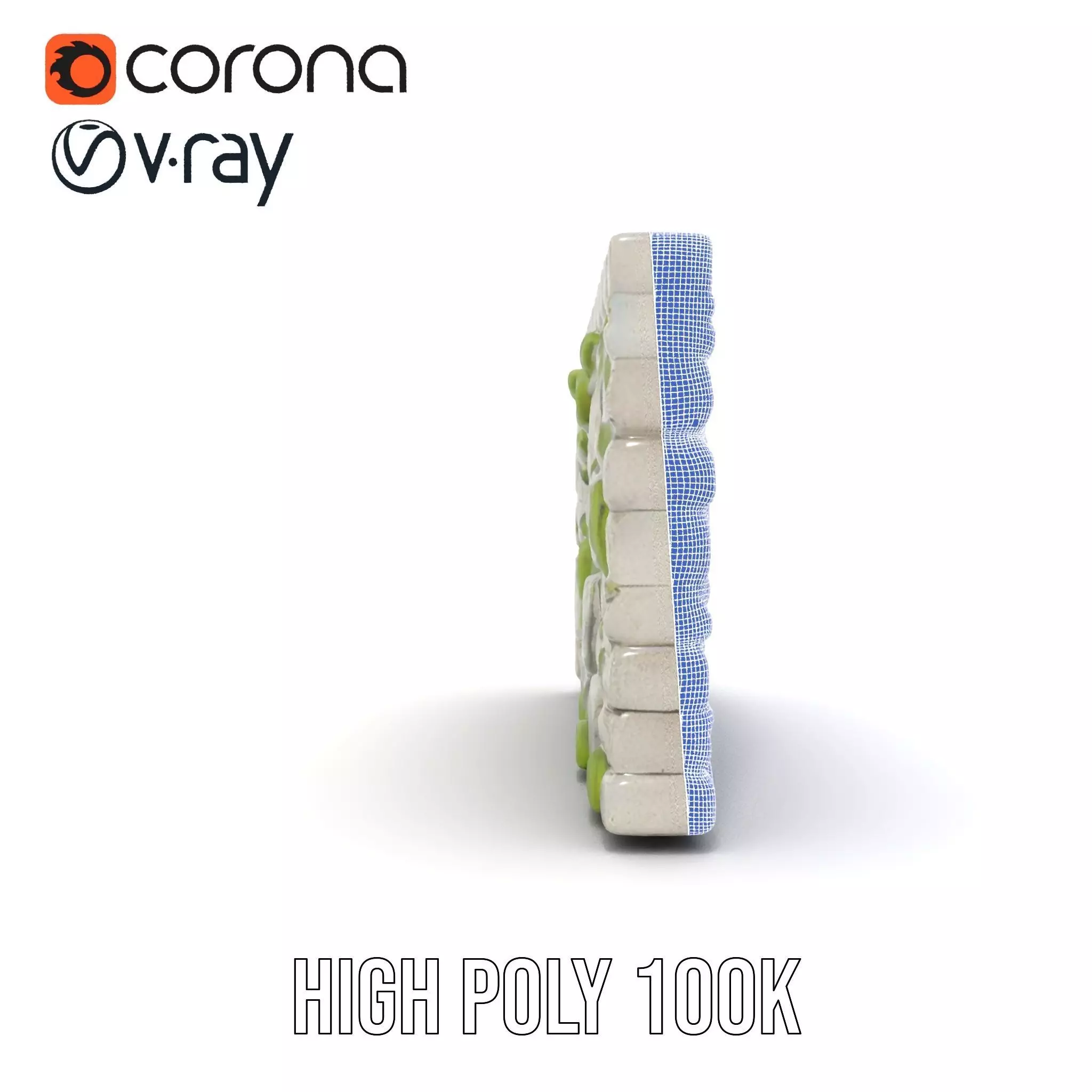 Mossy Stone Wall model pack Low-poly 3D model_35