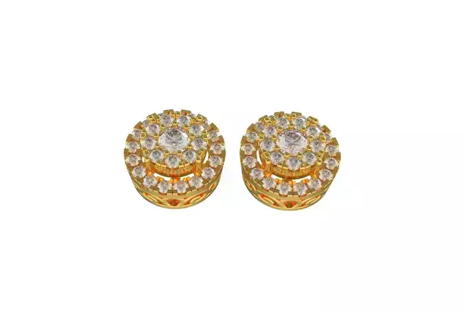 00022 Round Diamond Halo Stud Earring