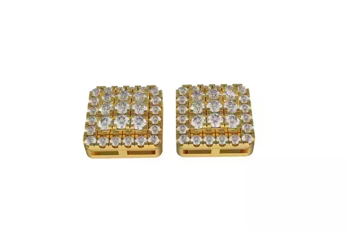 00023 Square Halo Stud Earring