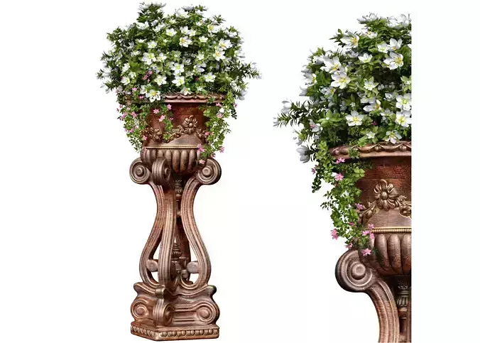 Bouquet of white flowers Petunia Houseplant in classic tall vase