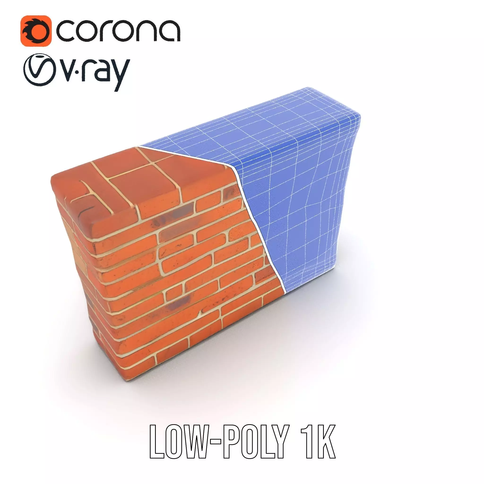 Rustic Brick Wall model pack Low-poly 3D model_26