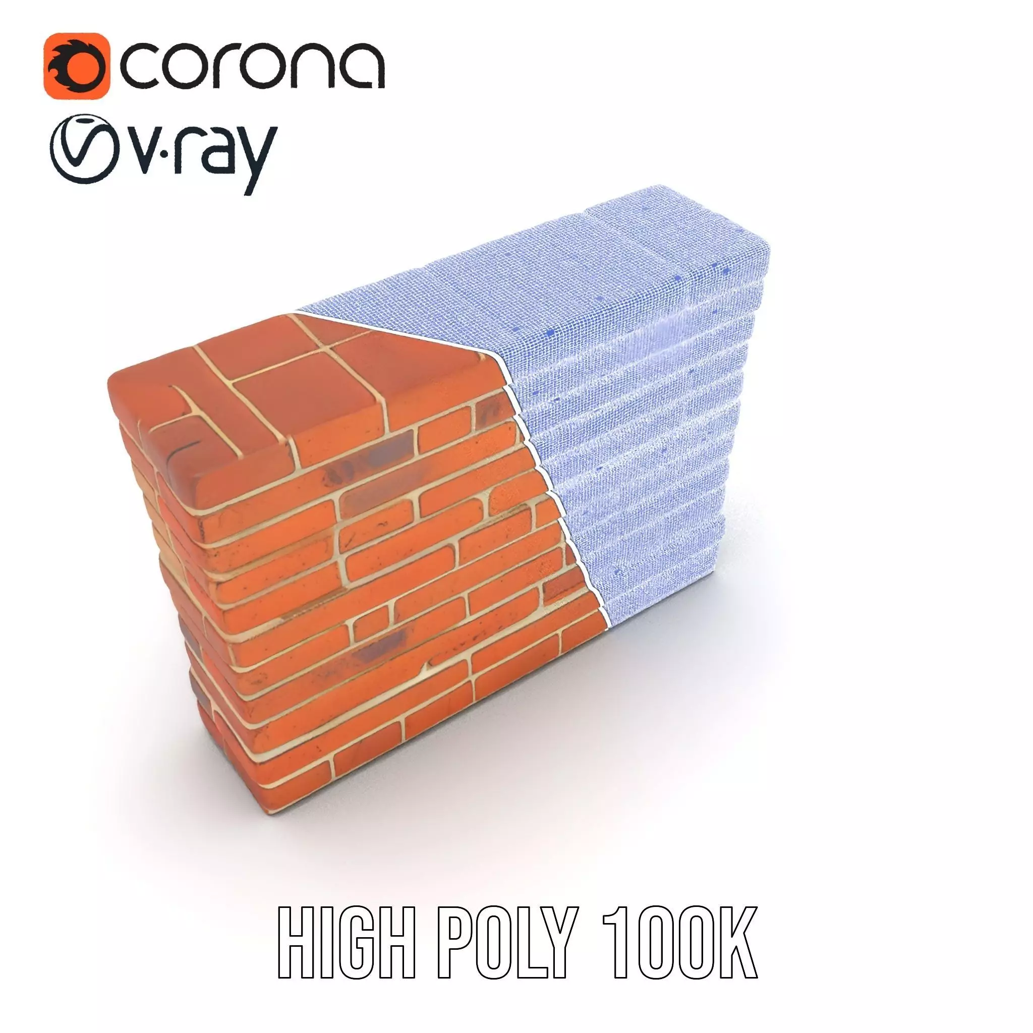 Rustic Brick Wall model pack Low-poly 3D model_30