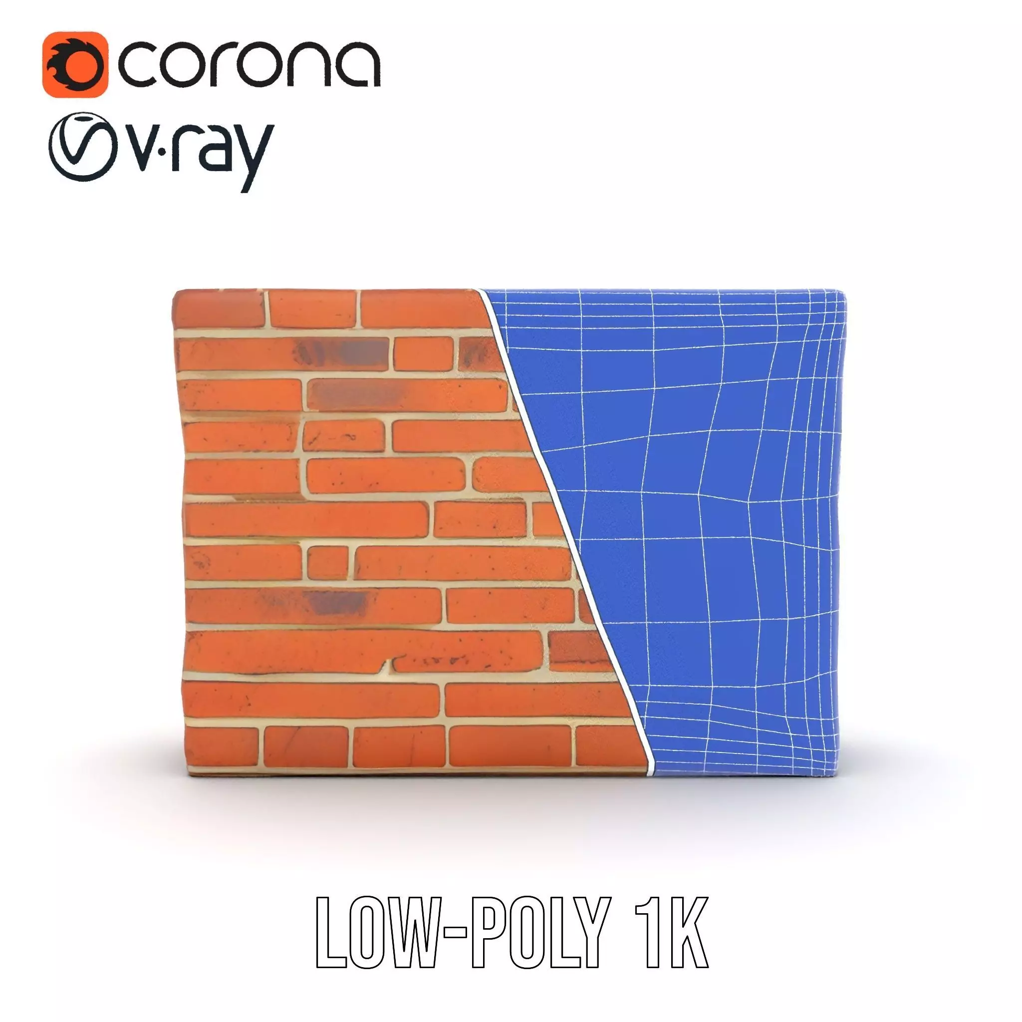 Rustic Brick Wall model pack Low-poly 3D model_29