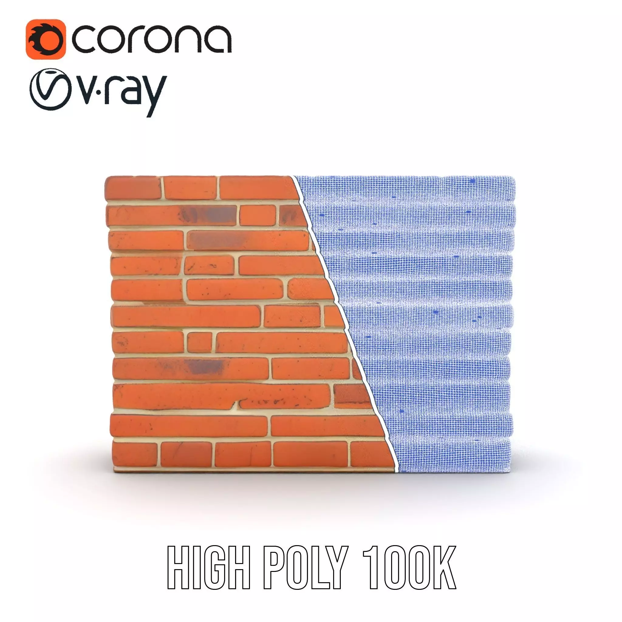 Rustic Brick Wall model pack Low-poly 3D model_24