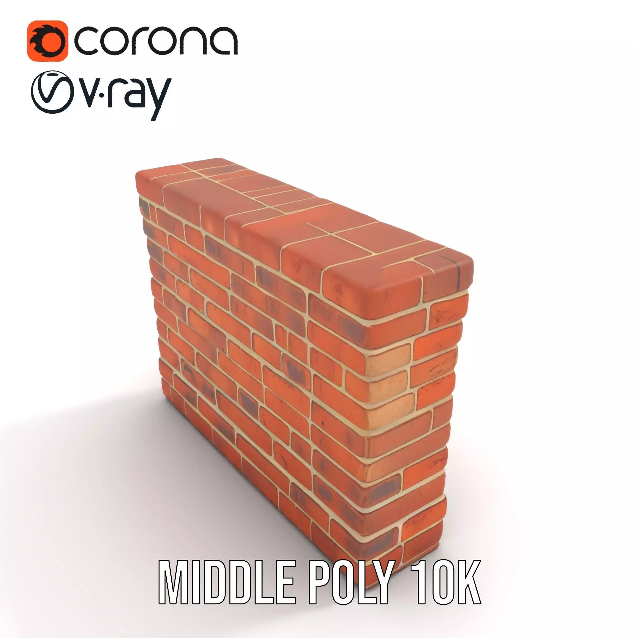 Rustic Brick Wall model pack Low-poly 3D model_6