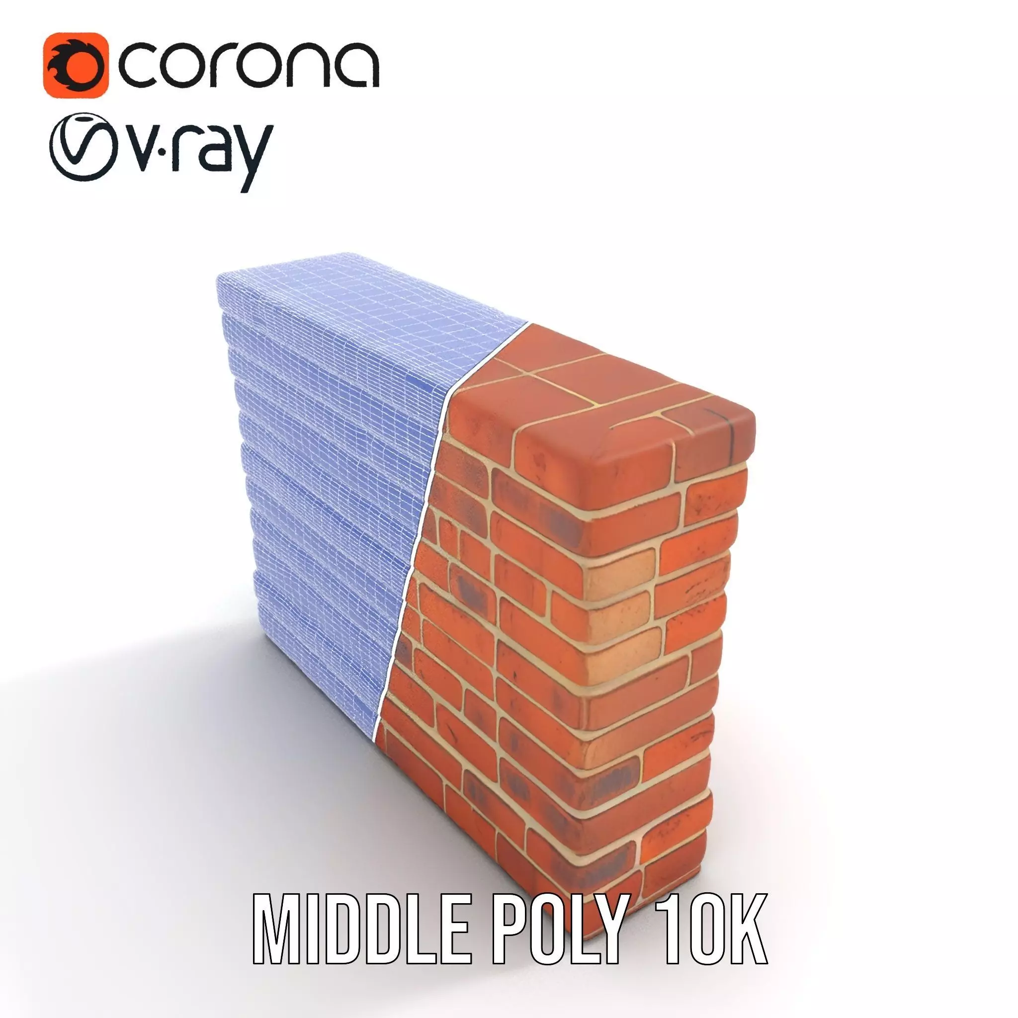 Rustic Brick Wall model pack Low-poly 3D model_12