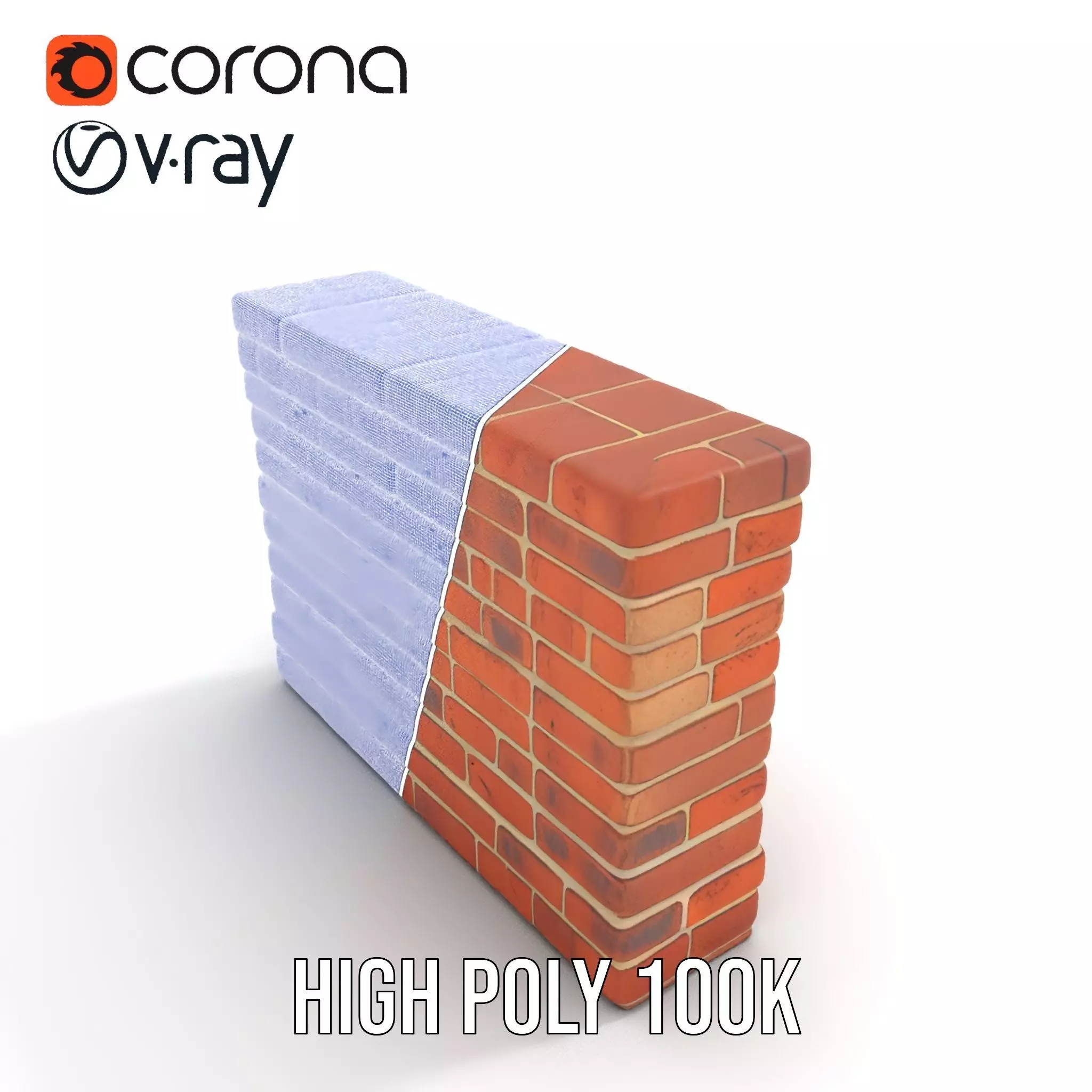 Rustic Brick Wall model pack Low-poly 3D model_34